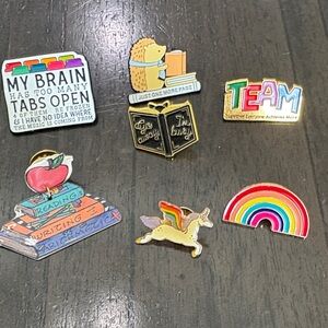 Cute Rainbow & Book Enamel Pin Set — Colorful School Theme